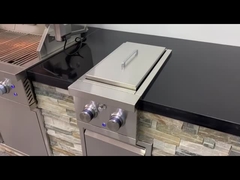 Stainless Steel Bbq Pemanggang Gas Luar Ruangan Dibangun Di Pembakar Sisi Ganda 12,6 